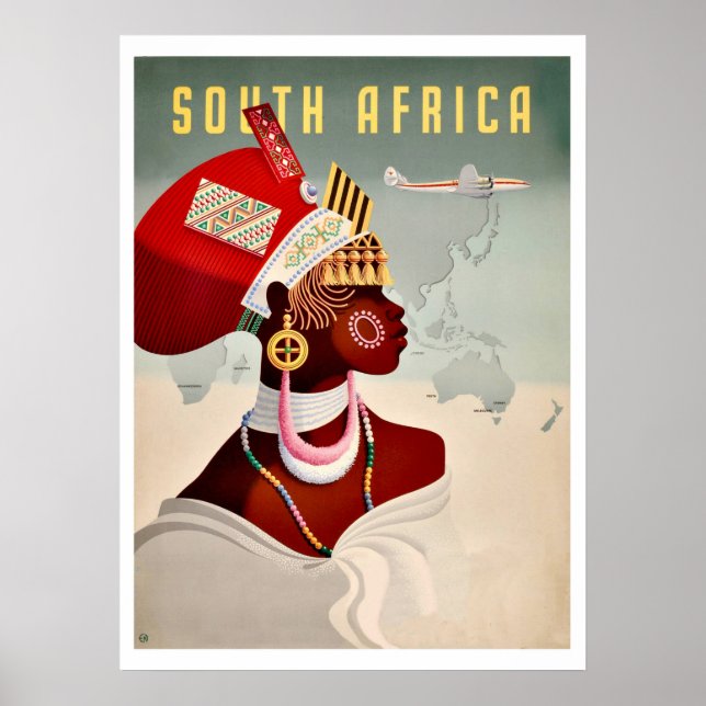 South Africa, African woman,vintage airline travel Poster (Front)