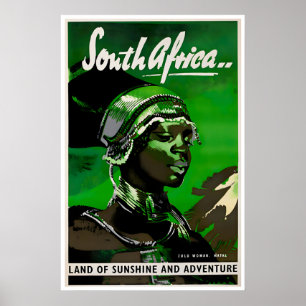 South Africa Art African Travel Poster Zulu Woman