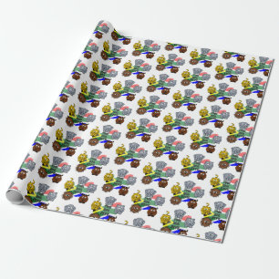 South Africa Big Five Safari Animal Cartoon Wrapping Paper