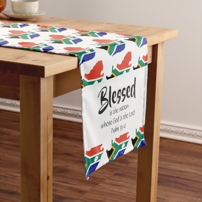 SOUTH AFRICA Blessed Nation Scripture Christian Short Table Runner (In Situ)