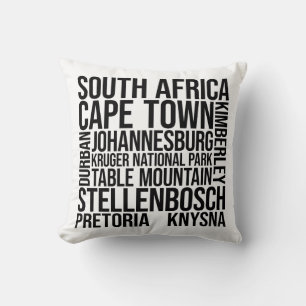 South Africa Cities Word Art - Cape Town Travel Cushion