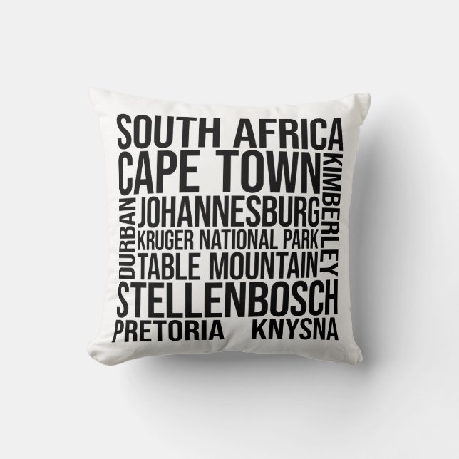 South Africa Cities Word Art - Cape Town Travel Cushion (Front)