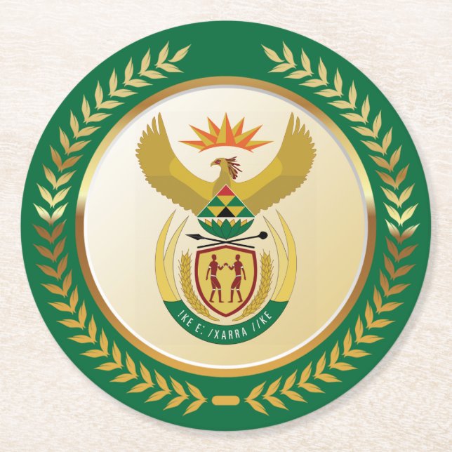 South Africa Coat of Arms Round Paper Coaster (Front)