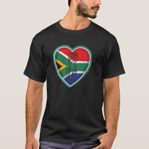 South Africa Cricket South African Flag heart T-Shirt