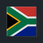 South Africa Flag 15 Cm Square Badge<br><div class="desc">The South African flag is a horizontal bicolour with an triangle on the left and a Y-shaped band over the flag. The used colours in the flag are blue, green, red, yellow, white, black. The proportion of the South African flag is 2:3. The Flag of South Africa was adopted in...</div>