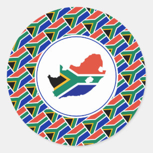SOUTH AFRICA FLAG African Map Stylish Patriotic Classic Round Sticker