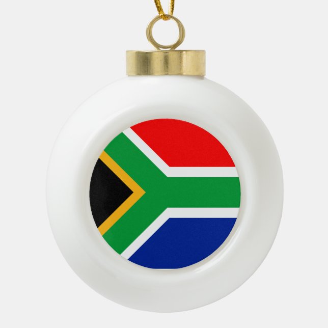 South Africa Flag Ceramic Ball Christmas Ornament (Front)