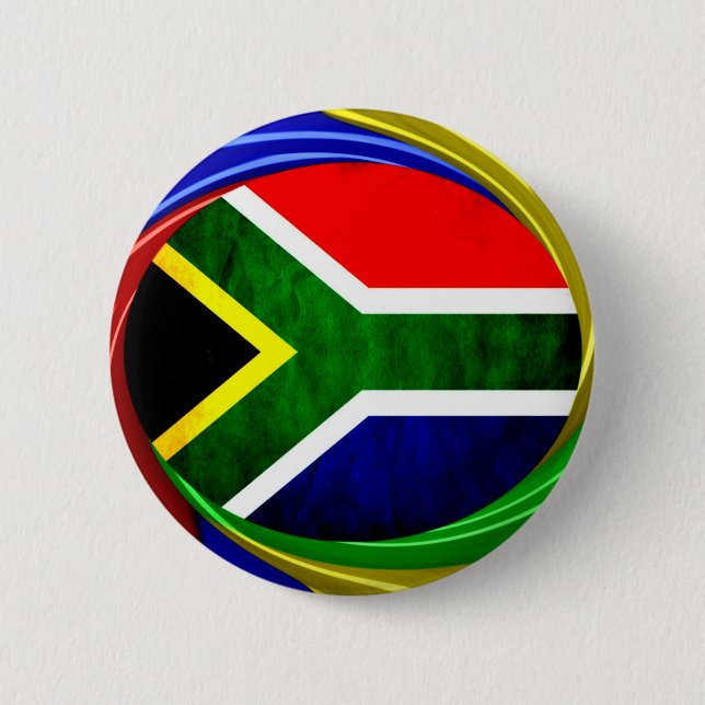 South Africa Flag: Dynamic Swirl Motif 6 Cm Round Badge (Front)