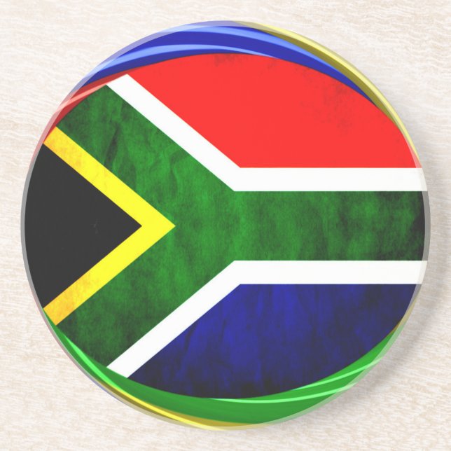 South Africa Flag: Dynamic Swirl Motif Coaster (Front)