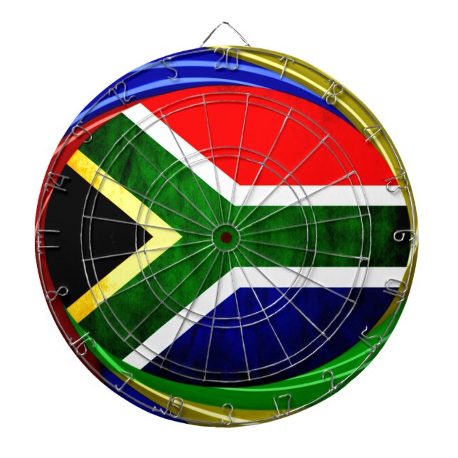 South Africa Flag: Dynamic Swirl Motif Dartboard (Front)