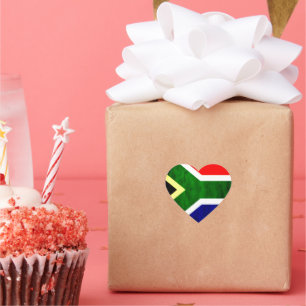 South Africa Flag: Dynamic Swirl Motif Heart Sticker