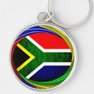 South Africa Flag: Dynamic Swirl Motif Key Ring