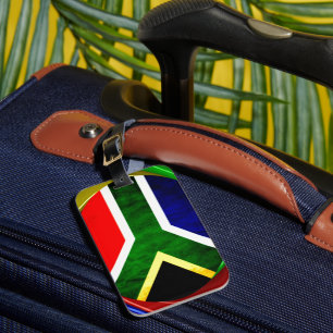 South Africa Flag: Dynamic Swirl Motif Luggage Tag