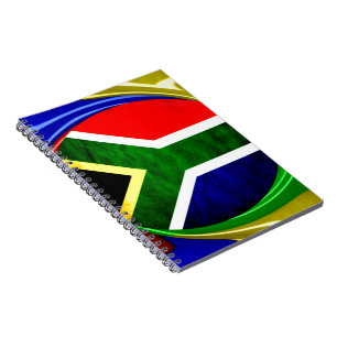South Africa Flag: Dynamic Swirl Motif Spiral Notebook