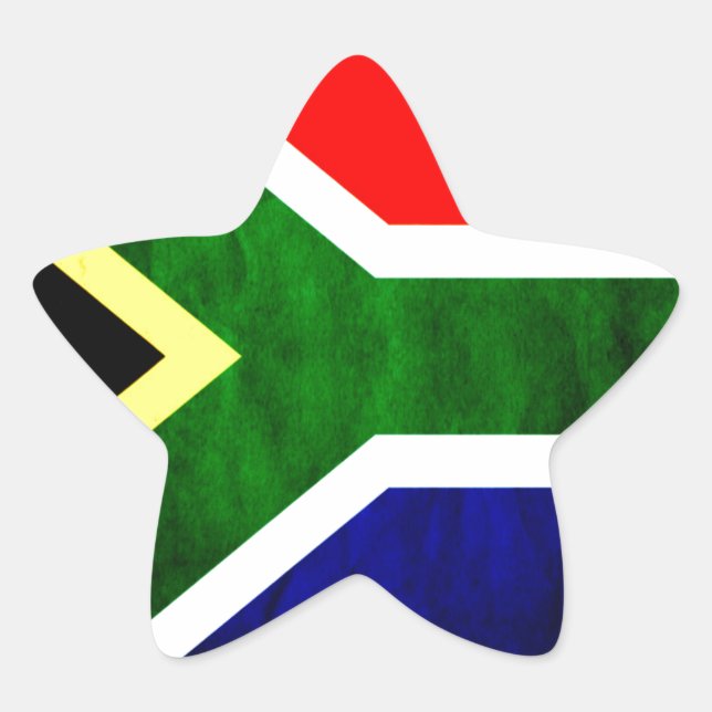 South Africa Flag: Dynamic Swirl Motif Star Sticker (Front)