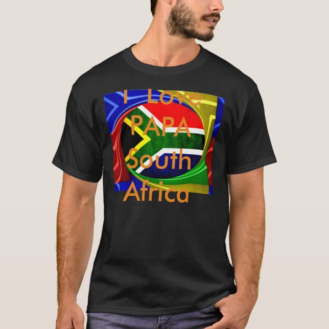 South Africa Flag: Dynamic Swirl Motif T-Shirt (Front)