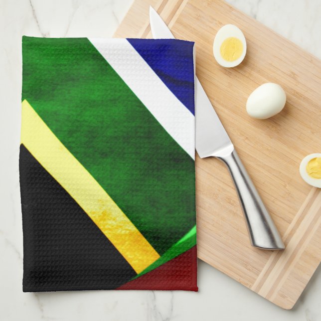 South Africa Flag: Dynamic Swirl Motif Tea Towel (Quarter Fold)