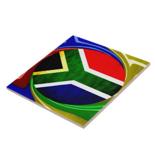 South Africa Flag: Dynamic Swirl Motif Tile