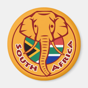 South Africa Flag Elephant Magnet