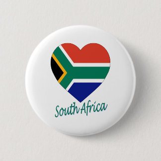 South Africa Flag Heart 6 Cm Round Badge