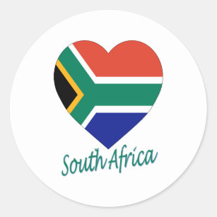 South Africa Flag Heart Classic Round Sticker