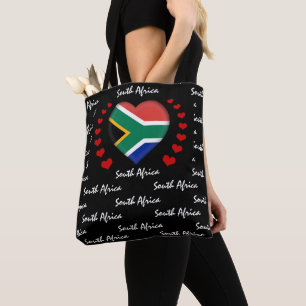 South Africa Flag & Heart, Flag fashion /sport Tote Bag