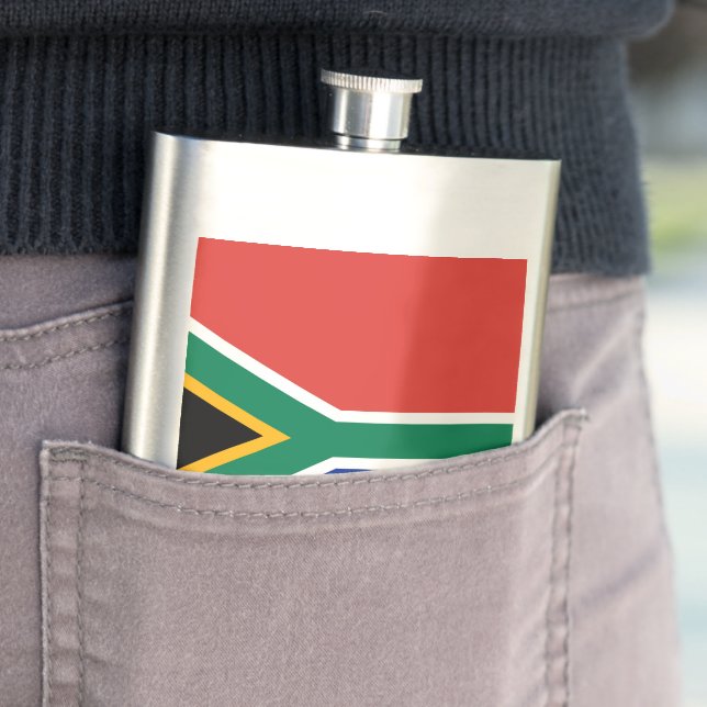 South Africa flag Hip Flask (In Situ)