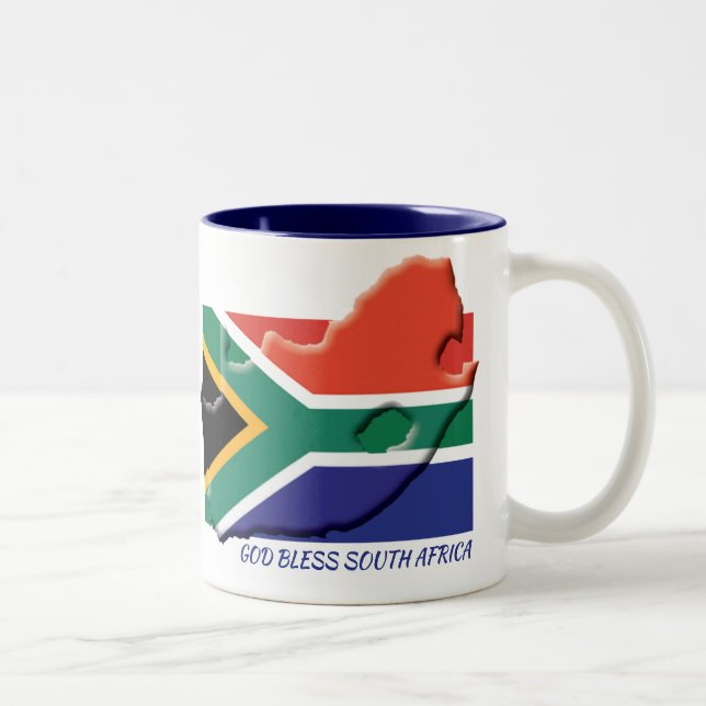 SOUTH AFRICA FLAG MAP Customised Scripture WHITE Two-Tone Coffee Mug (Right)