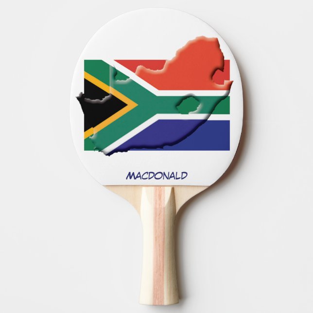 SOUTH AFRICA FLAG & MAP Personalised Ping Pong Paddle (Front)
