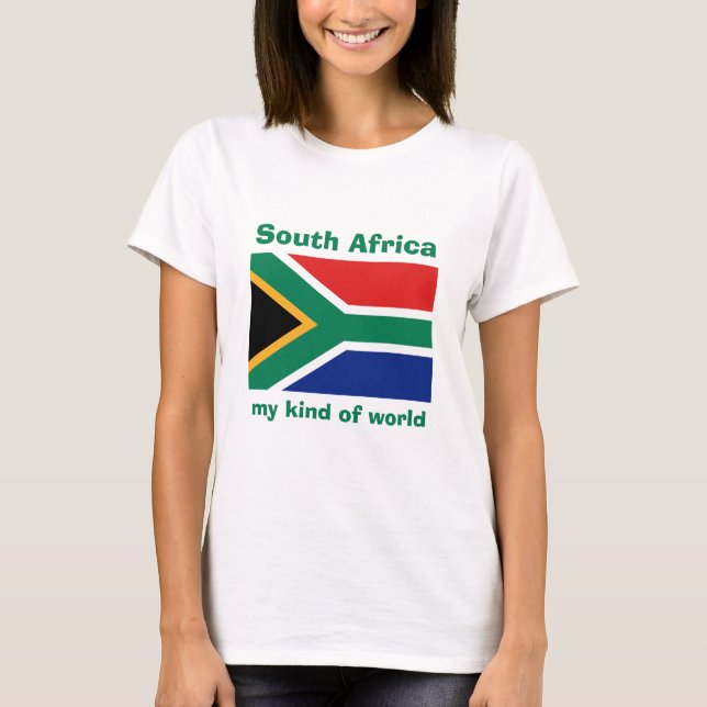 South Africa Flag + Map + Text T-Shirt (Front)