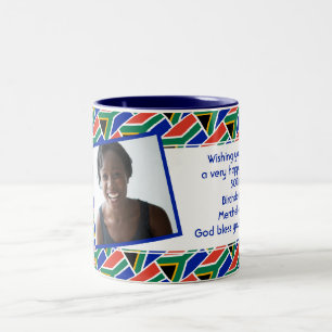 SOUTH AFRICA FLAG Photo Template Add Your Text Two-Tone Coffee Mug
