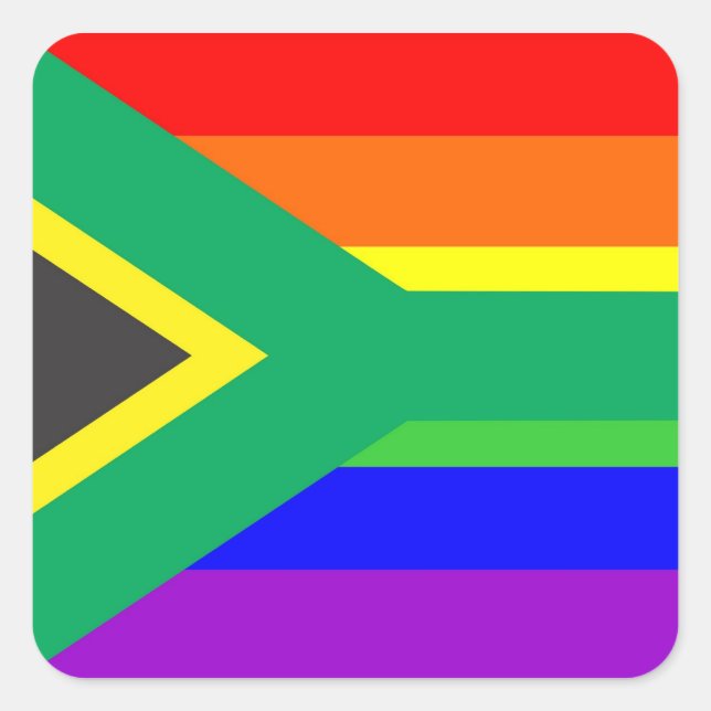 south africa gay proud rainbow flag country square sticker (Front)