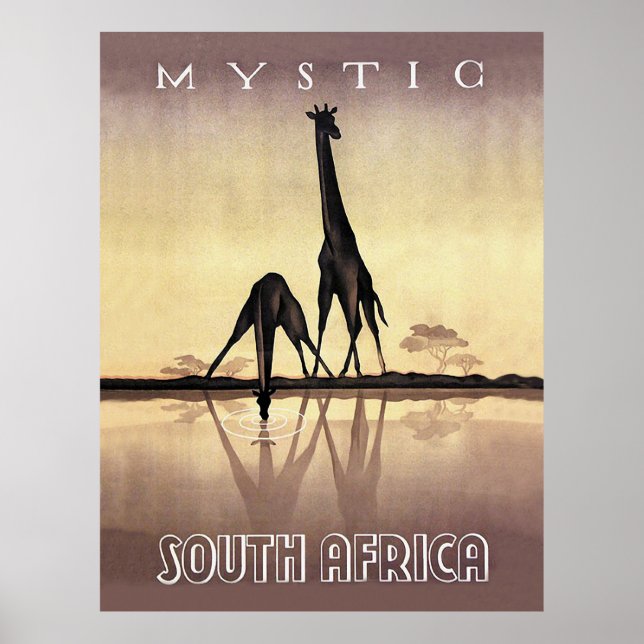South Africa, Giraffe, vintage travel Poster (Front)