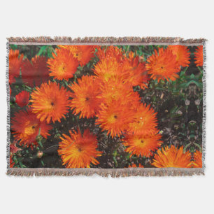 South Africa Green Orange Succulent Flowers Throw Blanket
