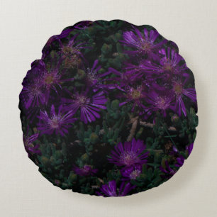 South Africa Green Purple Succulent Flowers Round Cushion