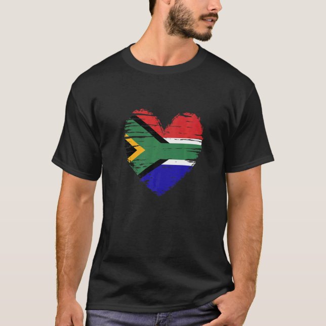 South Africa Heart South African Flag Pride T-Shirt (Front)