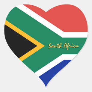 South Africa Heart Sticker, Patriotic African Flag Heart Sticker