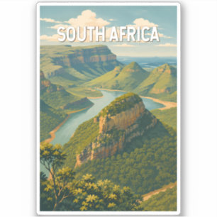 South Africa Illustration Travel Art Vintage