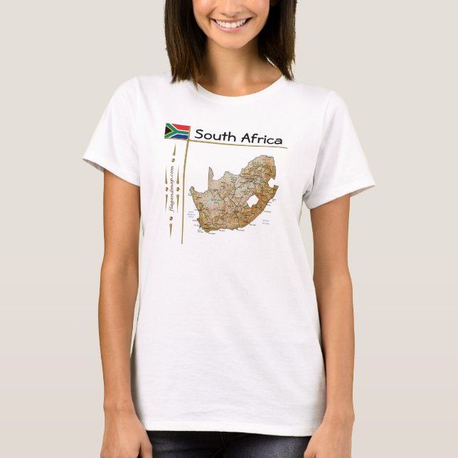 South Africa Map + Flag + Title T-Shirt (Front)