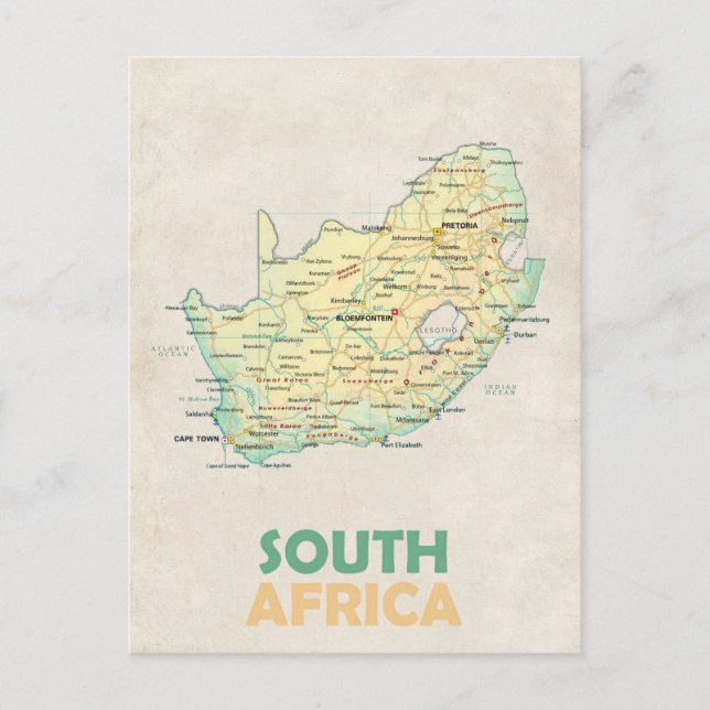 South Africa map postcard  (Front)
