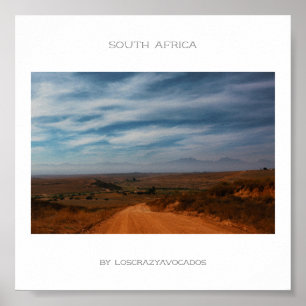 South Africa Mountains Landscape Travel Poster