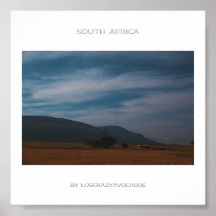 South Africa Mountains Landscape Travel Poster