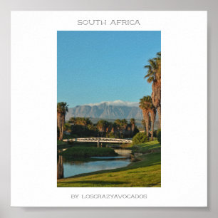 South Africa Mountains Landscape Travel Poster