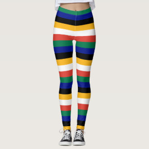South Africa National Flag Colours Striped Leggings
