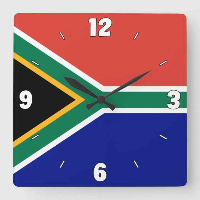 South Africa National Flag Patriotic Square Wall Clock (Front)