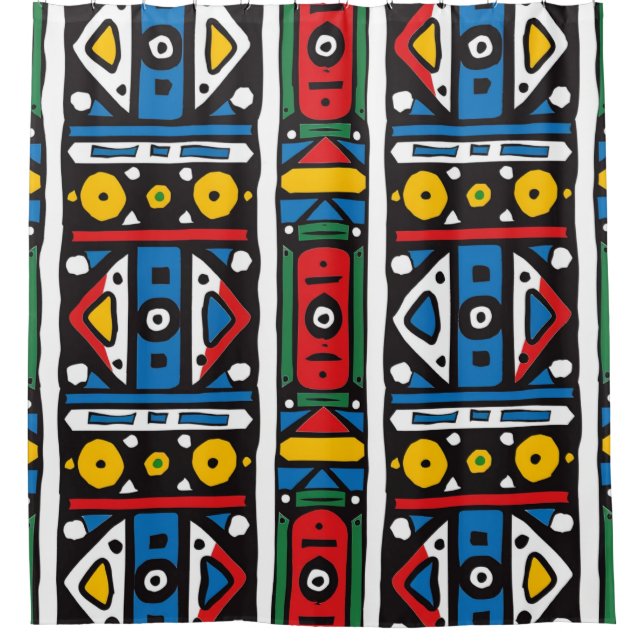 South Africa Ndebele Pattern Shower Curtain (Front)