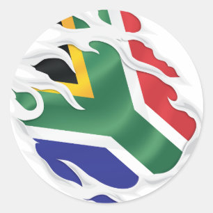 South Africa Ripped Flag Classic Round Sticker