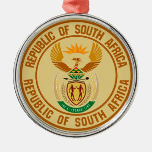 South Africa Round Emblem Metal Tree Decoration