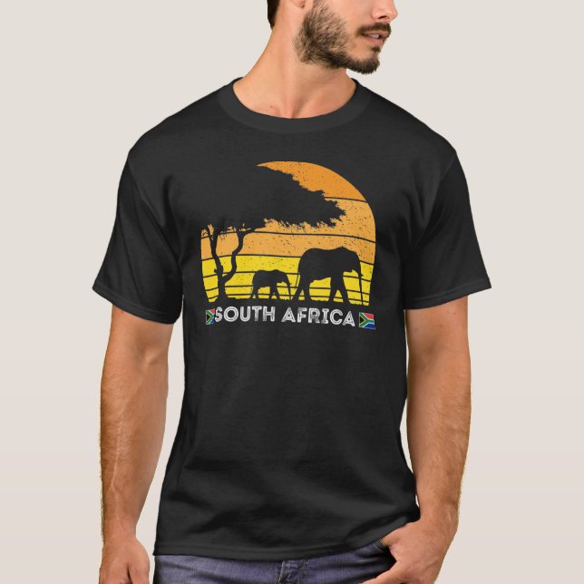 South Africa Safari Savannah Sunset Elephant T-Shi T-Shirt (Front)