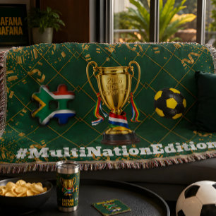 South Africa Soccer 2026 Global Games Gold Blank Throw Blanket